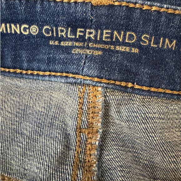 Chico's Plus 16R So Slimming Girlfriend Slim Ankle Dark Blue Jeans - Picture 3 of 8